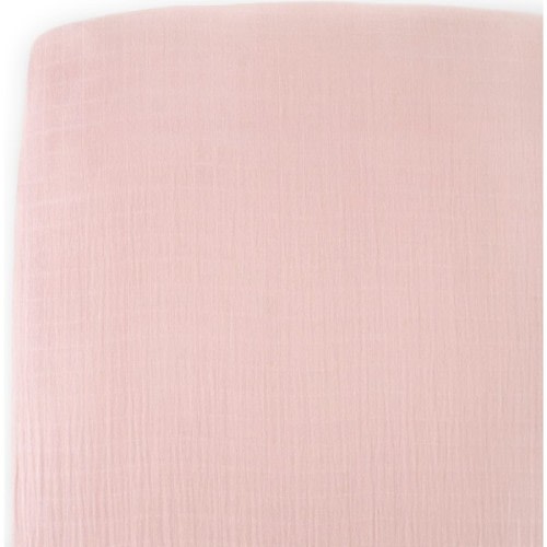 Cotton Muslin Crib Sheet, Light Pink