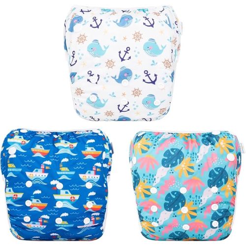Babygoal Baby Reusable Swim Diaper,Washable and Adjustable for Babies 0-8 Months,Swim Lessons,at Out Pool Beach 3SD07-CA