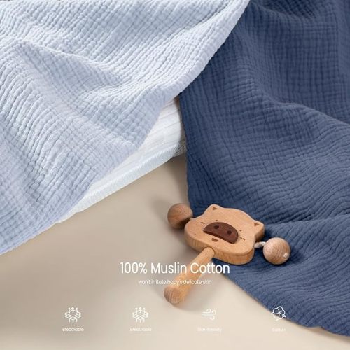 lulumoon Muslin Bassinet Sheets for Baby: Skin-Friendly & Soft Bedside Sleeper Bassinet Fitted Sheets for Boys