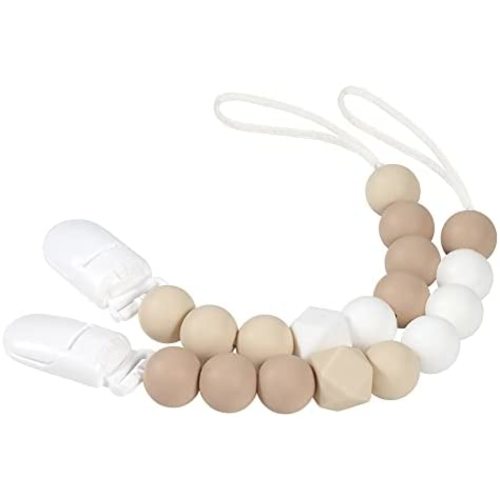 Kowlone Pacifier Clips for Boys Girls Baby Shower Gifts(Beige,Oatmeal)