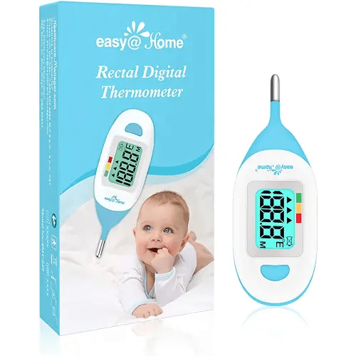 Easy@Home Baby Rectal Thermometer with Fever Indicator, Clear LCD Display for Fast Readings, Soft Flexible Tip for Infant & Newborn Use – EMT-027