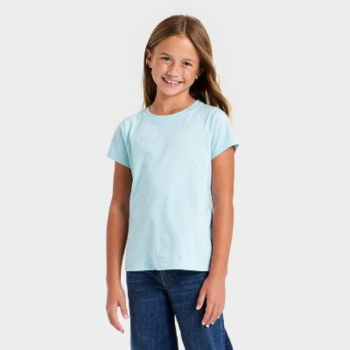 Girls' Short Sleeve Solid T-Shirt - Cat & Jack™ Light Blue S