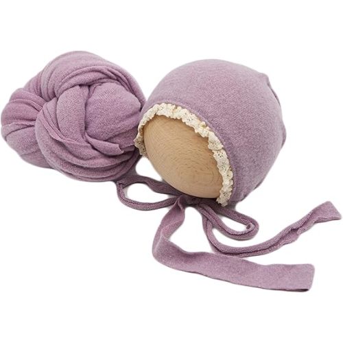Newborn Photography Wrap Prop Newborn Photoshoot Outfits Ruffle Bonnet Baby Girl Boy Photo Lace Edge Hat Set