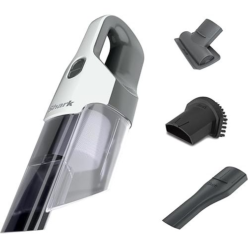 Shark Cyclone PET Handheld Vacuum with, HyperVelocity Suction, Powerful Pet Hair Pickup, Lightweight, XL Dust Cup, Including Upholstery Tool, 8" Crevice Tool, Scrubbing Brush, Pearl White, AA701