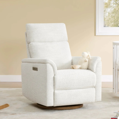 Lulla Power Swivel Nursery Glider Recliner with Power Headrest and Nightlight