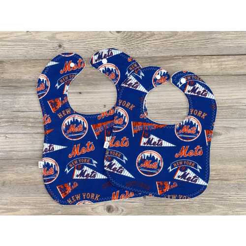 New York Mets Baby Bib, Washable Cotton, Handmade