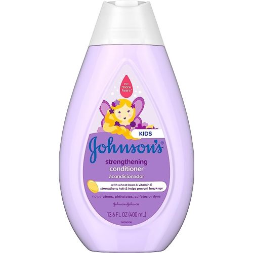 Johnson's Strengthening Tear-Free Kids' Conditioner with Vitamin E Strengthens & Helps Prevent Breakage, Paraben-, Sulfate- & Dye-Free, Hypoallergenic & Gentle on Toddler Hair, 13.6 fl. oz