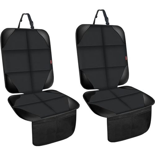 Car Seat Protector for Child,2 Pack Car Seat Cushion,Waterproof Fabric Car Seat Covers for Non-Slip Backing Mesh Pockets for Baby,Pet,SUV, Sedan and Trunk(Black)