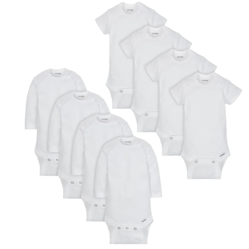8-Pack Baby Neutral White Long and Short Sleeve Onesies® Brand Bodysuits