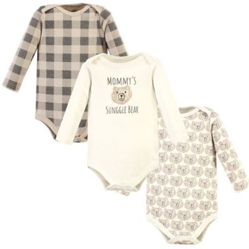 Hudson Baby Basics Infant Baby Essential Long Sleeve Bodysuits 3-Pack, Cuddle Cub, Newborn