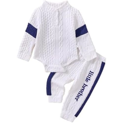 Newborn Boy Outfits Knit Long Sleeve Romper Pants Set Fall Winter Baby Boy Clothes 0 3 6 9 12 Months