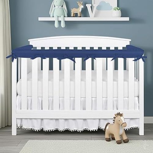 3pcs Crib Rail Covers for Teething, Crib Rail Cover, Soft Crib Protector from Chewing, Suits for Most Standard Bed (Blue-jxt)