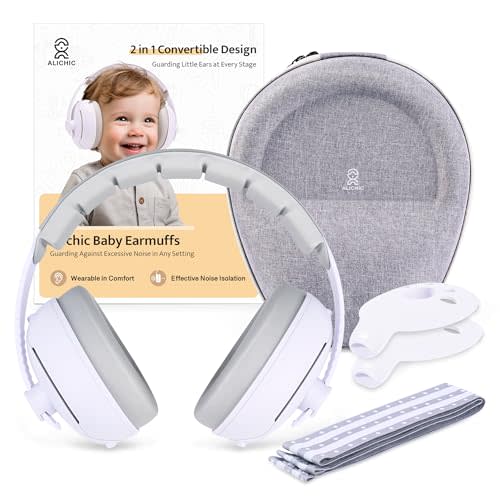 ALICHIC 2-in-1 Convertible Design Baby Earmuffs Noise Protection-noise cancelling headphones for Infant & Toddlers up to 5 Years, Noise Reduction Earmuffs for Newborn, Improves Sleep