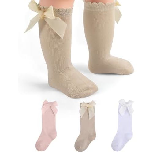 Baby Girl Knee High Socks Non Slip Newborn Girl Sock Girls Ruffle Socks Toddler Knee High Sock Bow