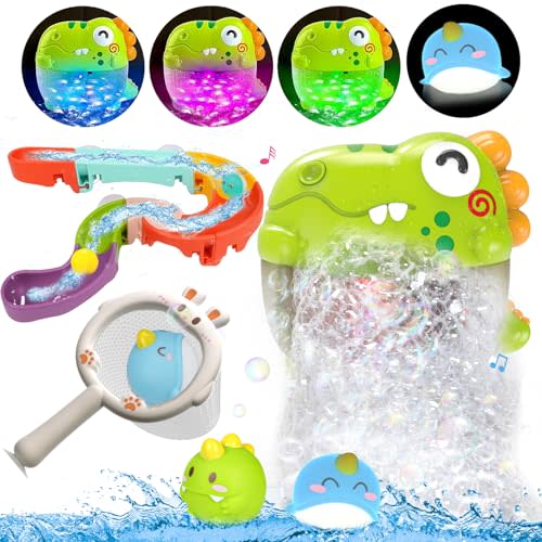 Light Up Dinosaur Bath Toys for Kids Age 1-3 4-8, Bath Bubble Machine Toy with Music Toddler Summer Toys Bubble Maker for Bathtub - Floating Animal Water Toys Boy Girl Birthday Gift