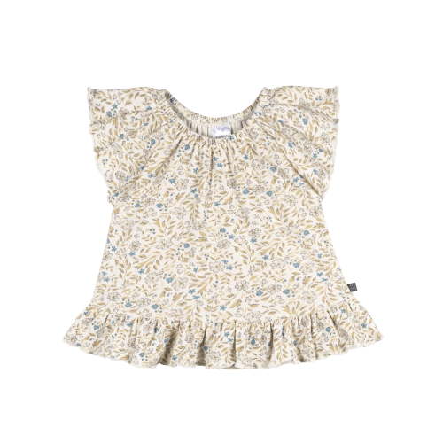 Modern Moments by Gerber Baby and Toddler Girl Organic Peplum Flutter Sleeve Top, Sizes 0/3 Months - 5T