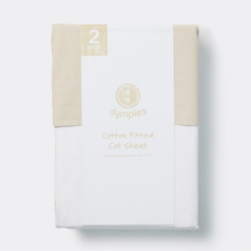 Dymples Cotton Fitted Cot Sheet 2 Pack - Natural