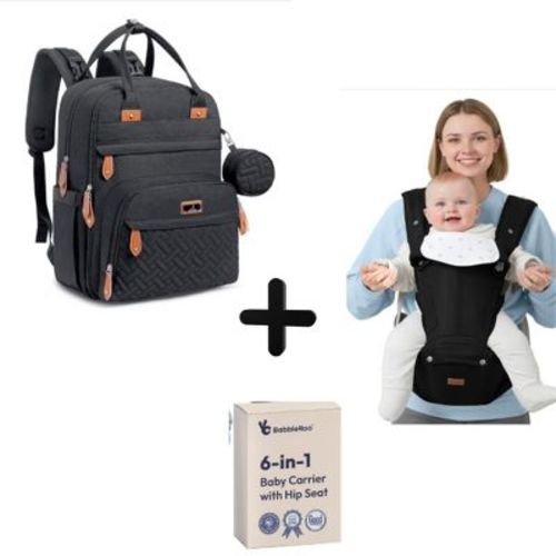 Black Diaper Bag and Black Carrier Bundle