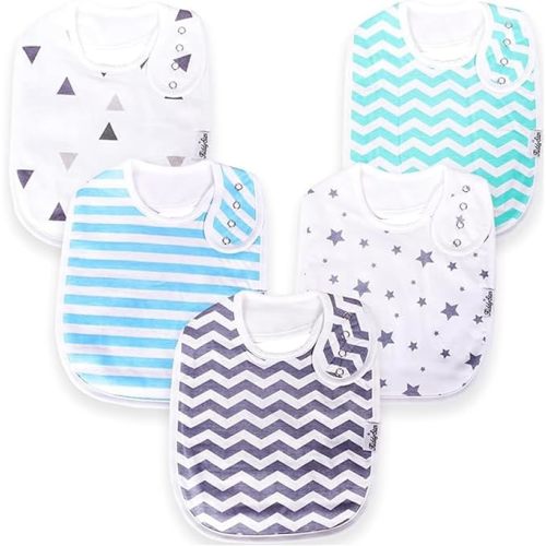 Drool Bibs for Babies – Organic, Unisex, Soft Absorbent Teething Bibs with Adjustable Snaps