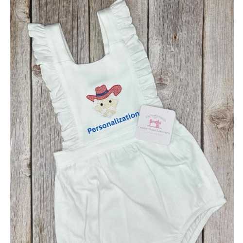 Embroidered Baby Girl White College Football Team Outfit Personalized Spring Summer Fall Birthday Shower-Personalize with any name or phrase