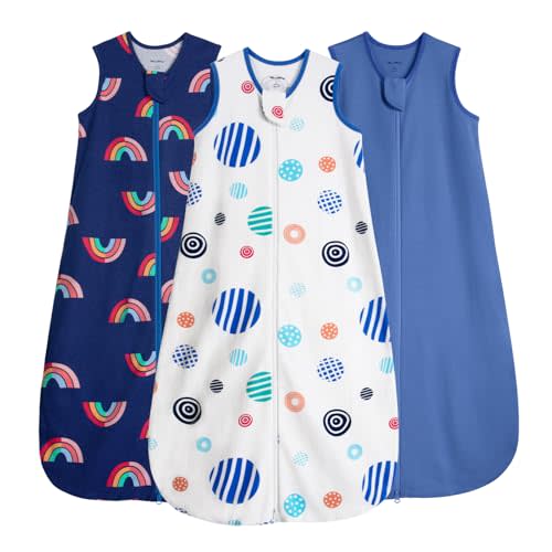 Baby Sleep Sack 6-12 Months 100% Cotton 0.5 Tog Baby Wearable Blanket for Infant, 3 Pack Breathable Soft Lightweight Sleep Sacks with 2-Way Zipper
