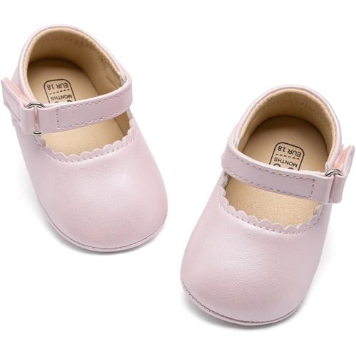Infant Baby Girls Mary Jane Flats Non Slip Soft Sole Prewalker Princess Wedding Dress Shoes