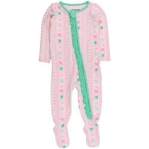 RuffleButts Baby Girls Modal Blend Ruffle One Piece Footie Pajamas