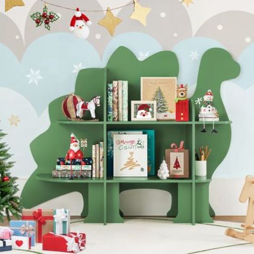 Arceso 2-Tier Kids Bookshelf,Toy Storage Organizer for Kids Room - Green Dinosaur