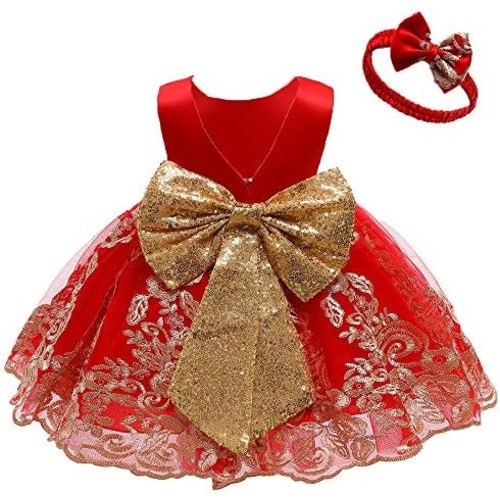 CMMCHAAH 0-6 Years Baby Girls Pageant Lace Embroidery Dresses Toddler Formal Dress with Headwear