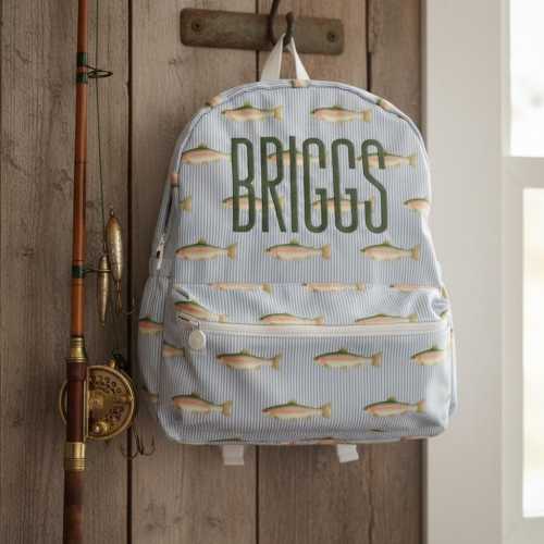 Personalized backpack, monogrammed backpack, full size backpack, boys backpack, fishing backpack