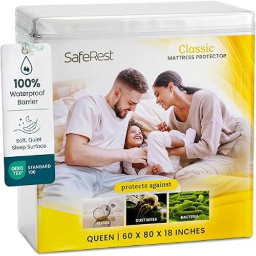SafeRest Waterproof Mattress Protector Queen Size