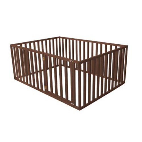 Montessori Floor Bed with Rails High - Toddler Bed Frame - Floor Bedframe with Gate by BUSYWOOD, (Small/Twin/Full/Queen/King Size), Alder Wood, Handmade in Europe (Model 20)