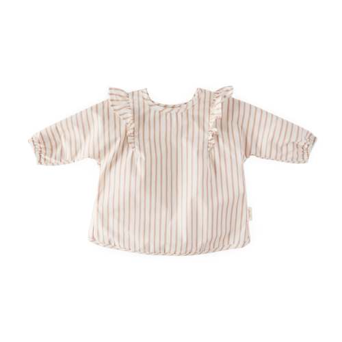 Water Repellent Ruffle Baby Smock - Stripes Away Rose Pink