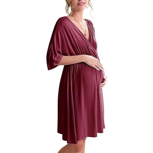 Ekouaer 3 in 1 Labor/Delivery/Hospital Gown Maternity Dress Nursing Nightgown Sleepwear for Breastfeeding