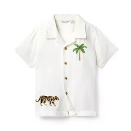 Boy White The Embroidered Cabana Shirt by Janie and Jack