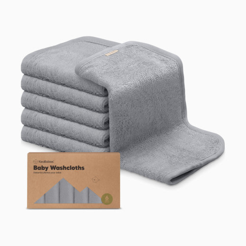 Deluxe Baby Bamboo Viscose Washcloths (6 Pack) - Cool Gray