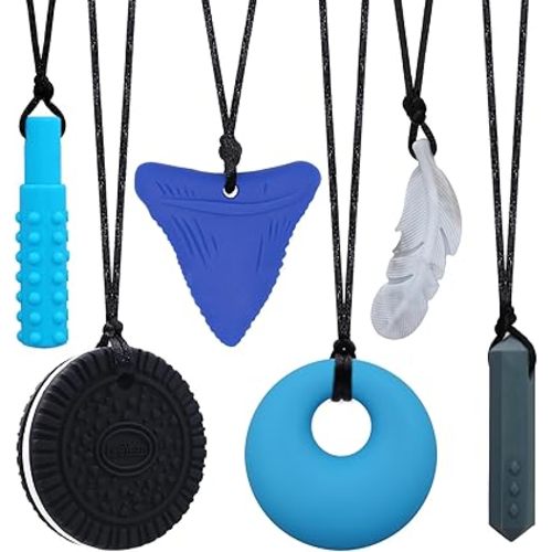 Chew Necklaces for Sensory Kids, Sensory Toys for Kids with Autism, ADHD, SPD, Chewing, Autism Sensory Products Reduce Adult Anxiety Fidgeting