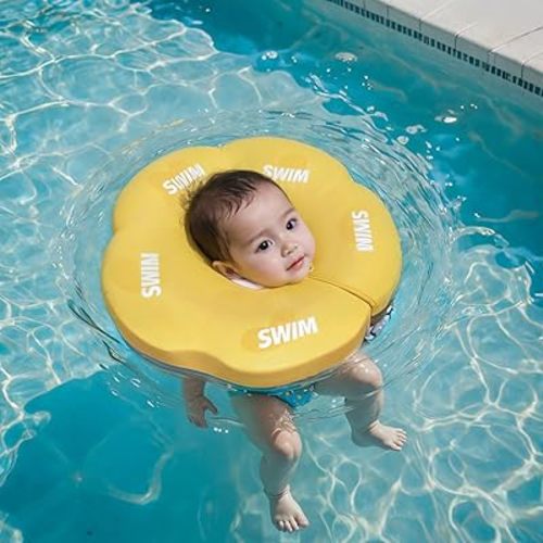 Non Inflatable Baby Pool Float Baby Infant Swim Newborn Pool Floats Swimming Loop Soft Waterproof Swim Ring for Babies Adjustable and Suitable for 0-16 Months Flower Shape