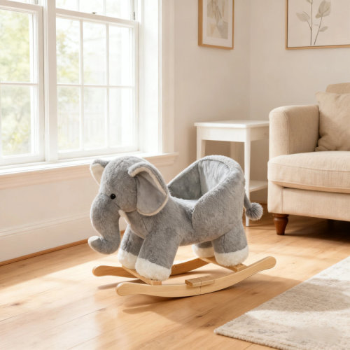 ORCHID Soft Plush Rocking Toy With Hand Puppets And Safety Belt,Kids Ride-On Rocking Horse Toy With Lullaby Song | Wayfair