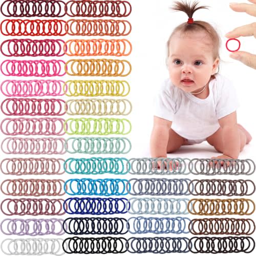CÉLLOT 360PCS Baby Hair Ties, Small Hair Ties for Baby Girls Toddlers Kids | 36 Multicolors | 2cm in Diameter | Elastic Hair Ponytail Holder Hair Accessories