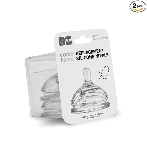 Comotomo Silicone Replacement Nipple, Fast Flow, 6+ Months, 2 Count