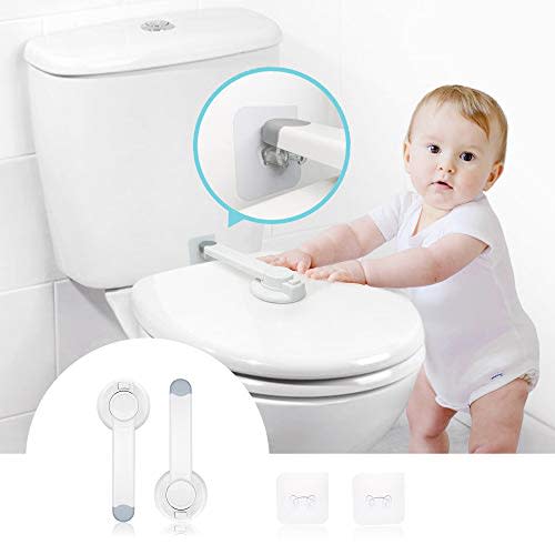 Baby Toilet Lock (2 Pack) Upgraded Gapless Toilet Locks Child Safety with Strong 3M Adhesive,Fit for Most Toilet Lid，Easy Installation with No Damage to Toilet.