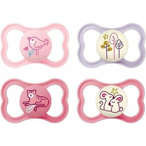 MAM Air Pacifier for Babies 6-16 Months, Extra Air Flow for Sensitive Skin, Glows in The Dark, Developed with Medical Experts, BPA-Free Skin Soft Silicone, 4 Count, Made in Europe