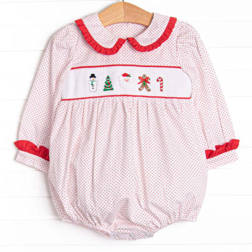 Season's Greetings Smocked Bubble, Red – Stitchy Fish