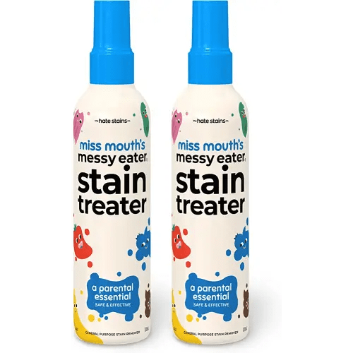 Miss Mouth's HATE STAINS CO Stain Remover for Clothes - 4oz 2 Pack of Newborn & Baby Essentials Messy Eater Stain Treater Spray - No Dry Cleaning Food, Grease, Coffee Off Laundry, Underwear, Fabric