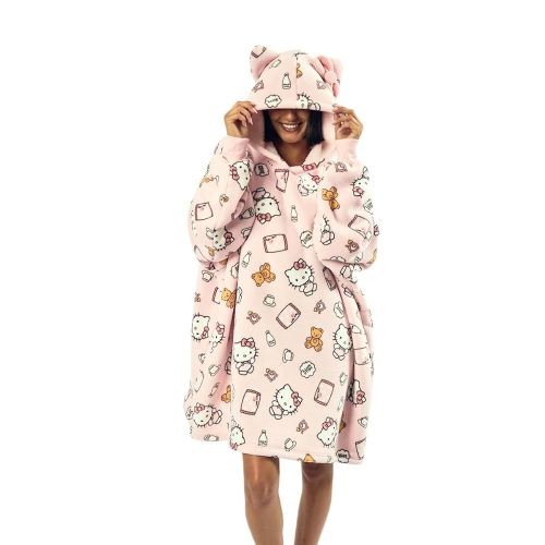 Hello Kitty Character Print Pink Oversized Hoodie Wearable Blanket-OSFA