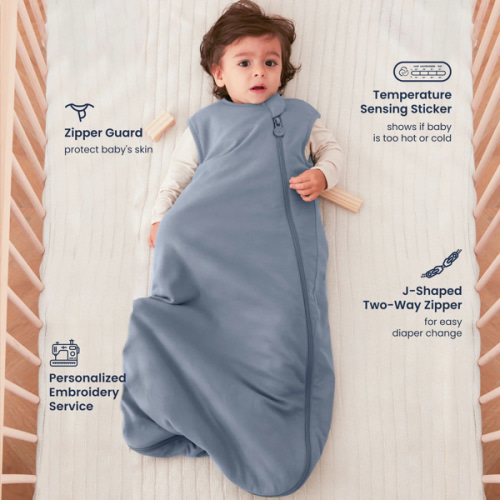 All Season Sleeveless Sleep Sack 1.0 TOG - Organic Cotton & Camel Wool - Flint Stone