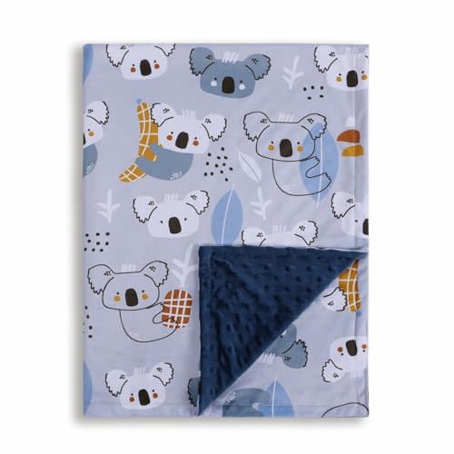 Baby Blanket for Boys Girls Soft Minky with Double Layer Dotted Backing, Koala Printed 30 x 40 Inch Receiving Blanket