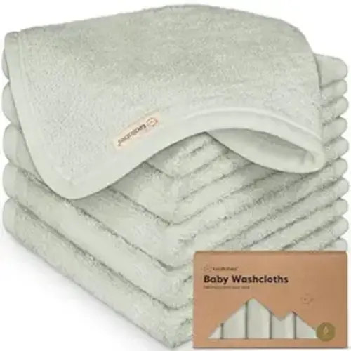 6-Pack Baby Washcloths – Soft Absorbent Viscose from Bamboo Washcloths for Face, Body, Baby Towels for Newborn, Kids, Toddlers, Infant, Gentle on Sensitive Skin, 10x10 Reusable Face Towels (Dove)