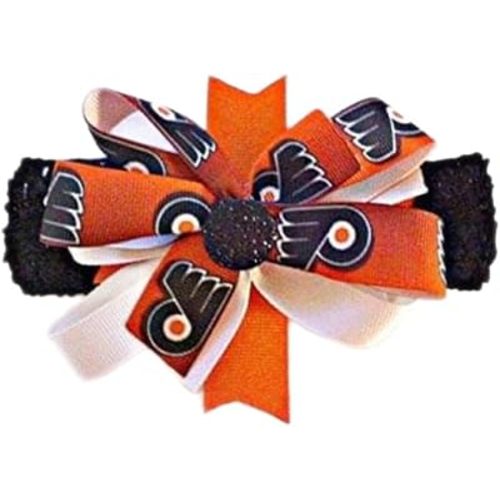 Flyers Baby Girl Boutique Bow Crocheted Headband Fits Newborn to Adult